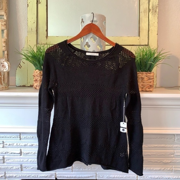 Subtle Luxury 100% Cashmere Black Button Accent Crewneck Sweater NEW Size S - Picture 2 of 5
